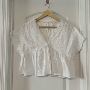 Altar'd State White Floral Textured Blouse